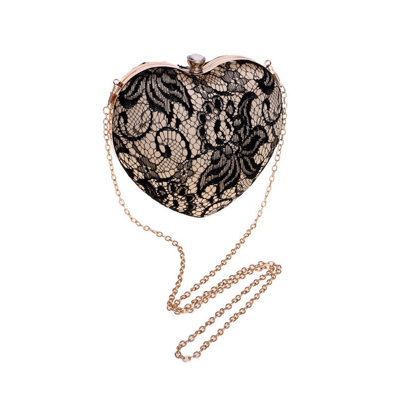 Elegant Heart Shape Lace Evening Bag
