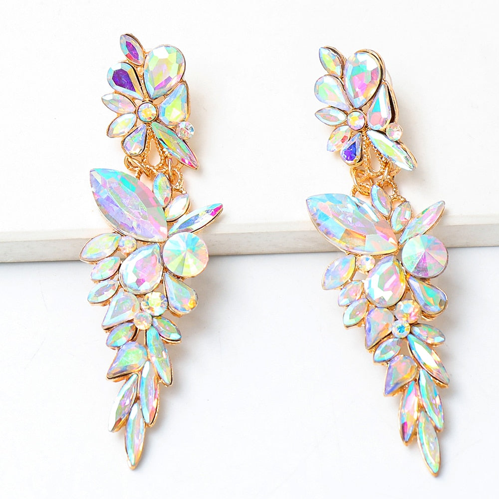 Colorful Long Rhinestone Drop Earrings