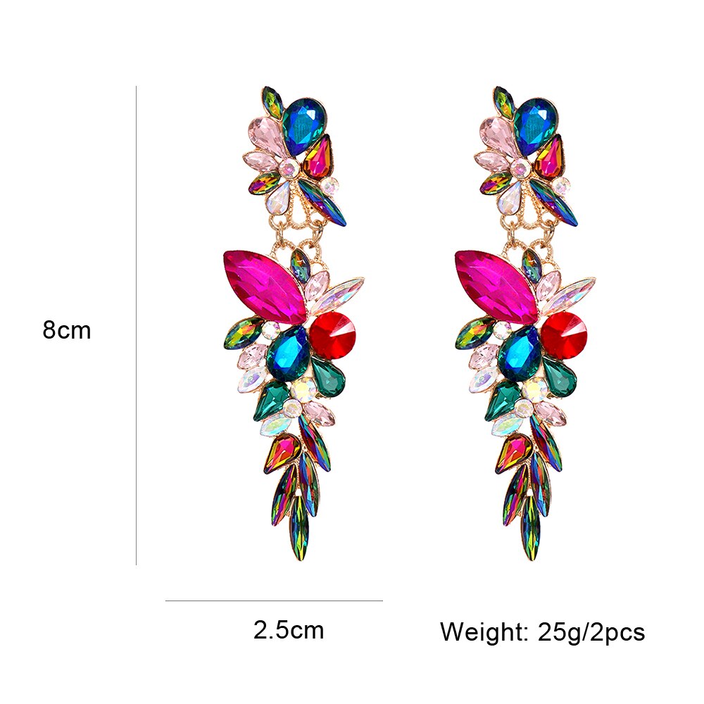Colorful Long Rhinestone Drop Earrings