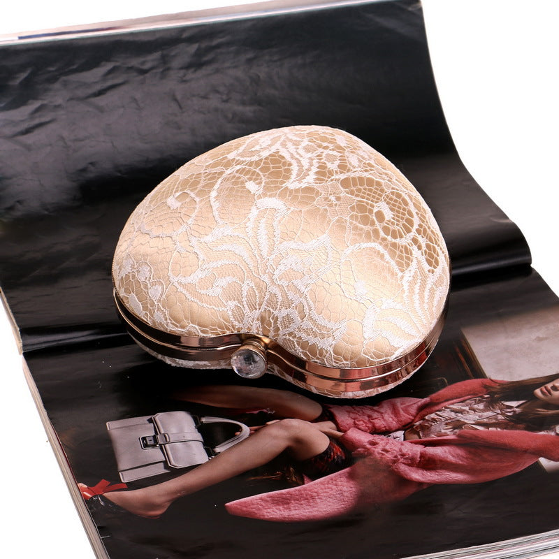 Elegant Heart Shape Lace Evening Bag