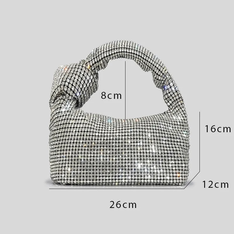Luxury Crystal Knot Handle Evening Bag