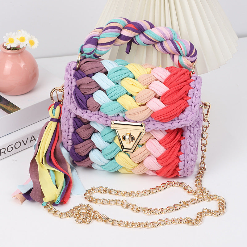 Colorful Hand-Woven Crossbody Bag for Women