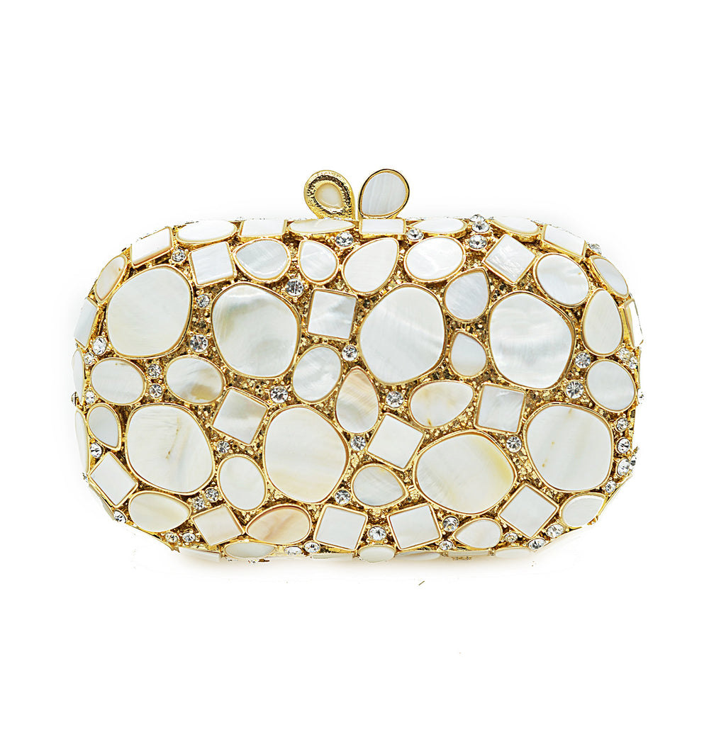 Luxury White Crystal Bridal Clutch Bag for Women