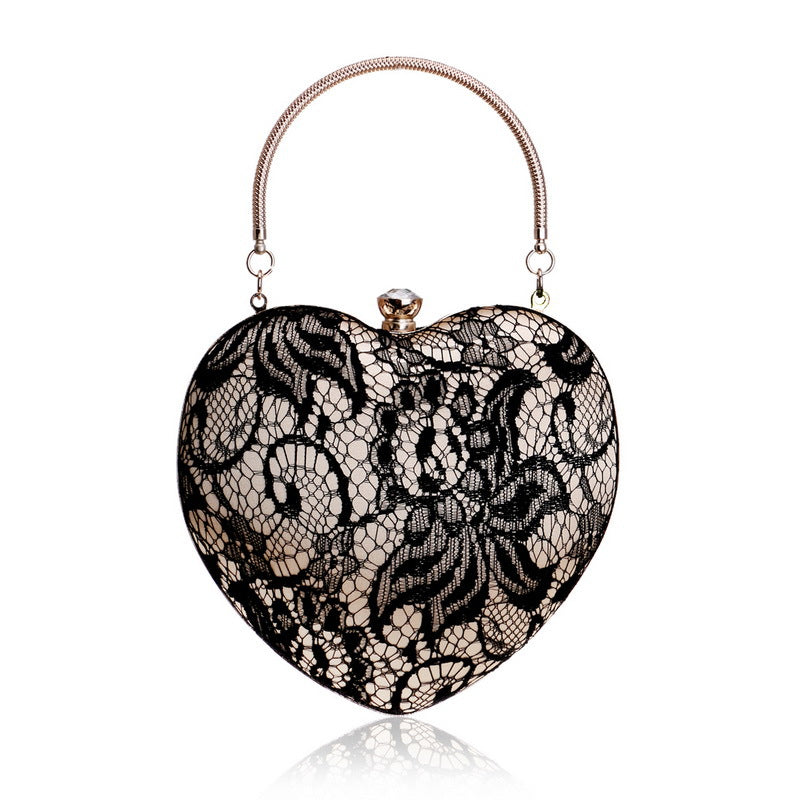 Elegant Heart Shape Lace Evening Bag