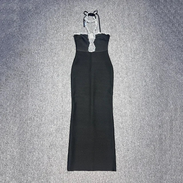 Luxury Black Strapless Evening Bandage Dress