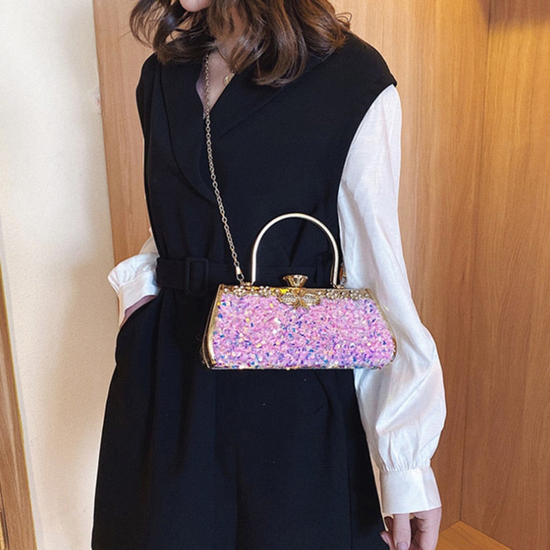 Luxury Sequin Crystal Evening Clutch Bag