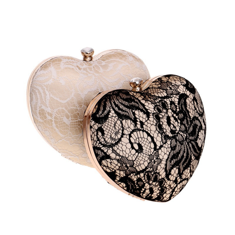 Elegant Heart Shape Lace Evening Bag