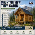 Mountain View Tiny Cabin Plans 4x6m – Loft Cabin Blueprint, DIY Tiny House Floor Plans, Digital PDF