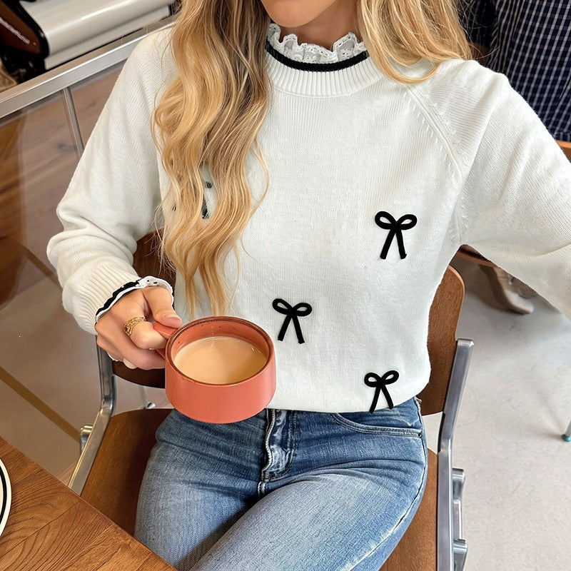Color Block Bow Sweater for Women
