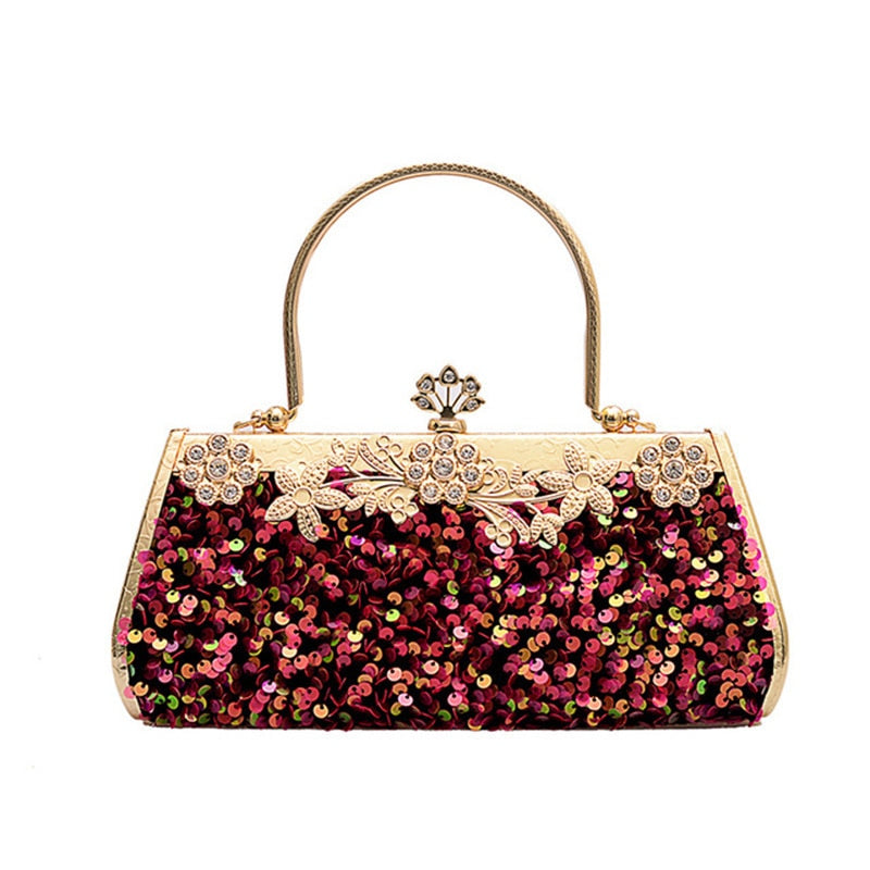 Luxury Sequin Crystal Evening Clutch Bag