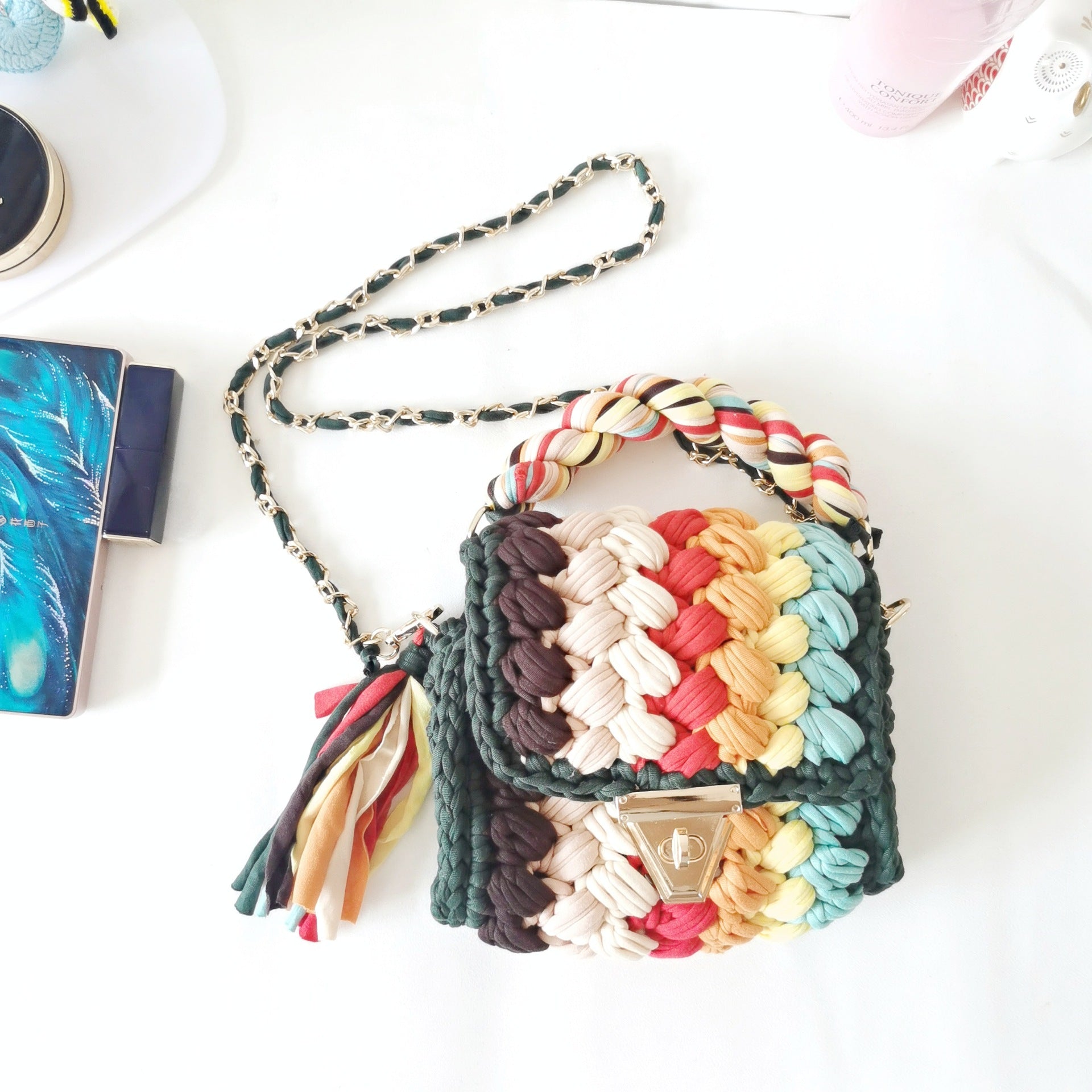 Colorful Hand-Woven Crossbody Bag for Women