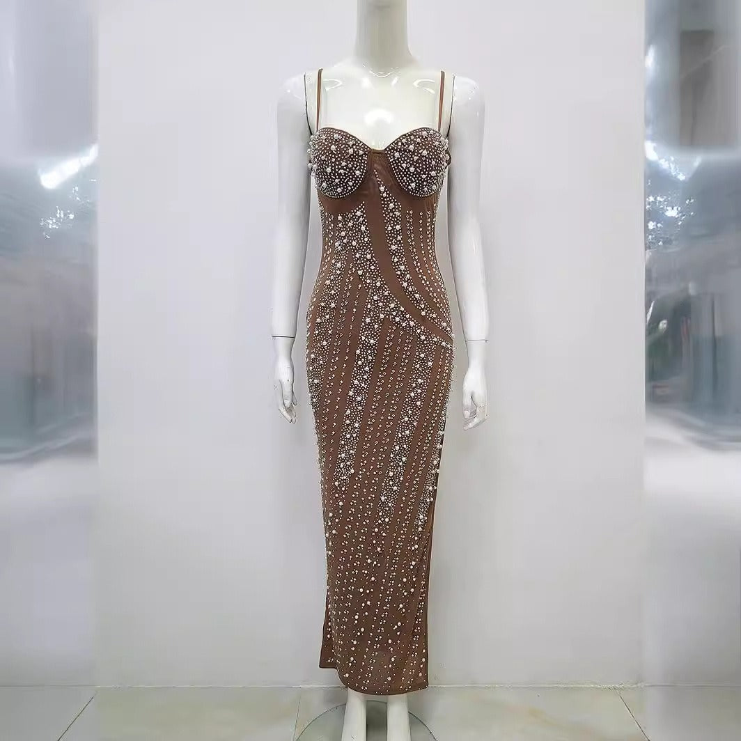 Luxury Crystal High-Slit Evening Dress for Women