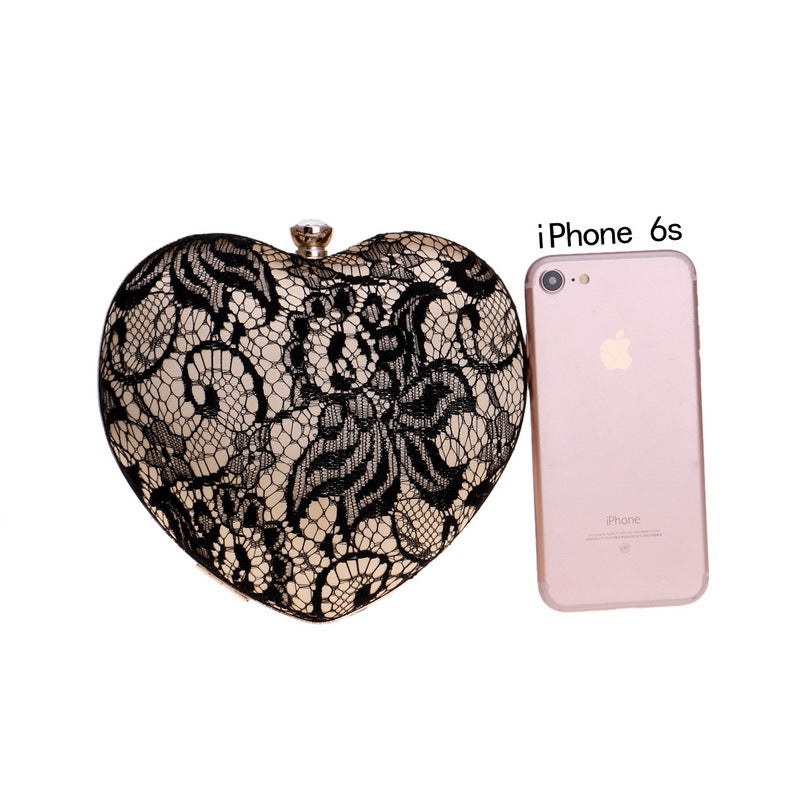 Elegant Heart Shape Lace Evening Bag