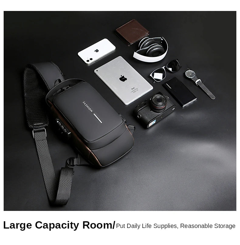 Men’s Premium Anti-Theft Crossbody Bag – USB Travel & Everyday Shoulder Bag