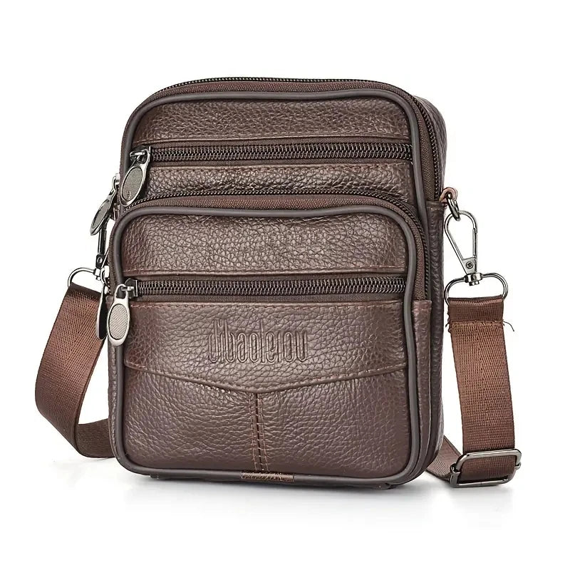 Men’s Vintage Leather Crossbody Messenger Bag – Travel & Everyday