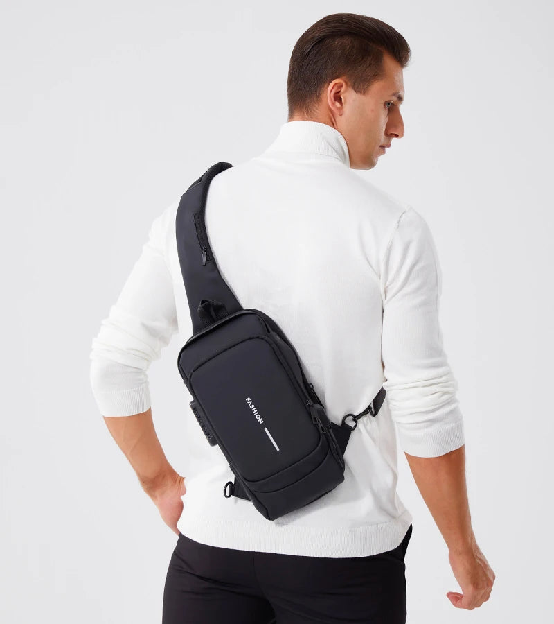 Men’s Premium Anti-Theft Crossbody Bag – USB Travel & Everyday Shoulder Bag