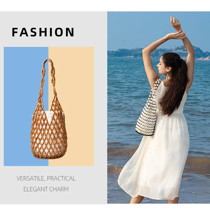 Boho Wooden Bead Handbag – Summer Shoulder Bag
