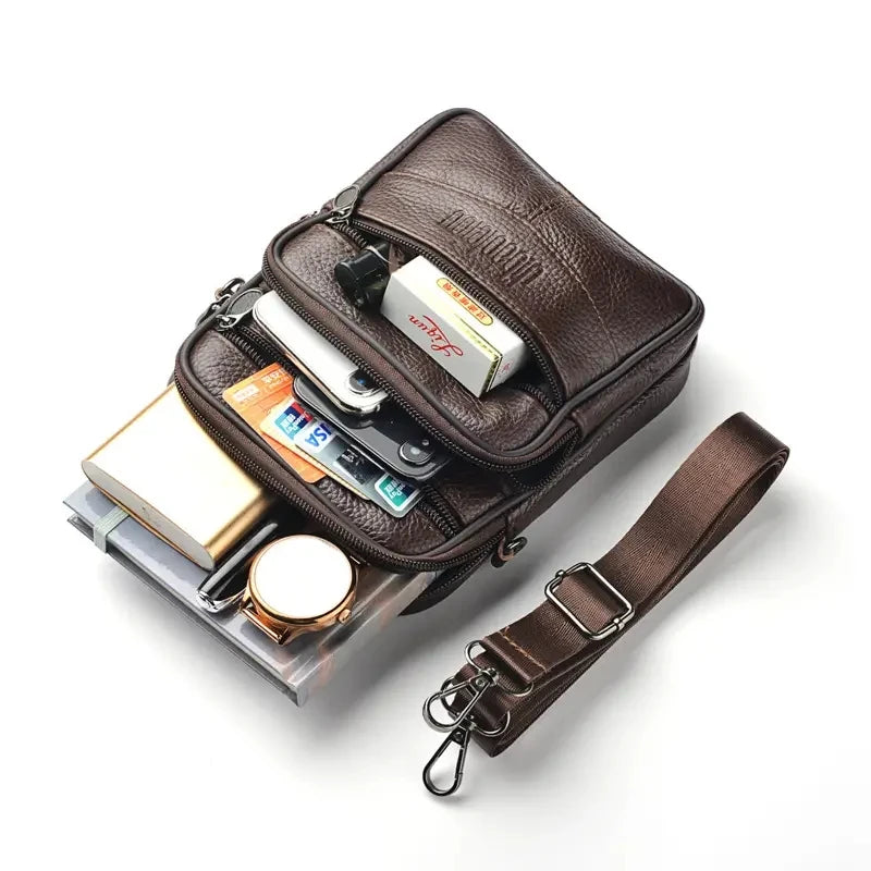 Men’s Vintage Leather Crossbody Messenger Bag – Travel & Everyday