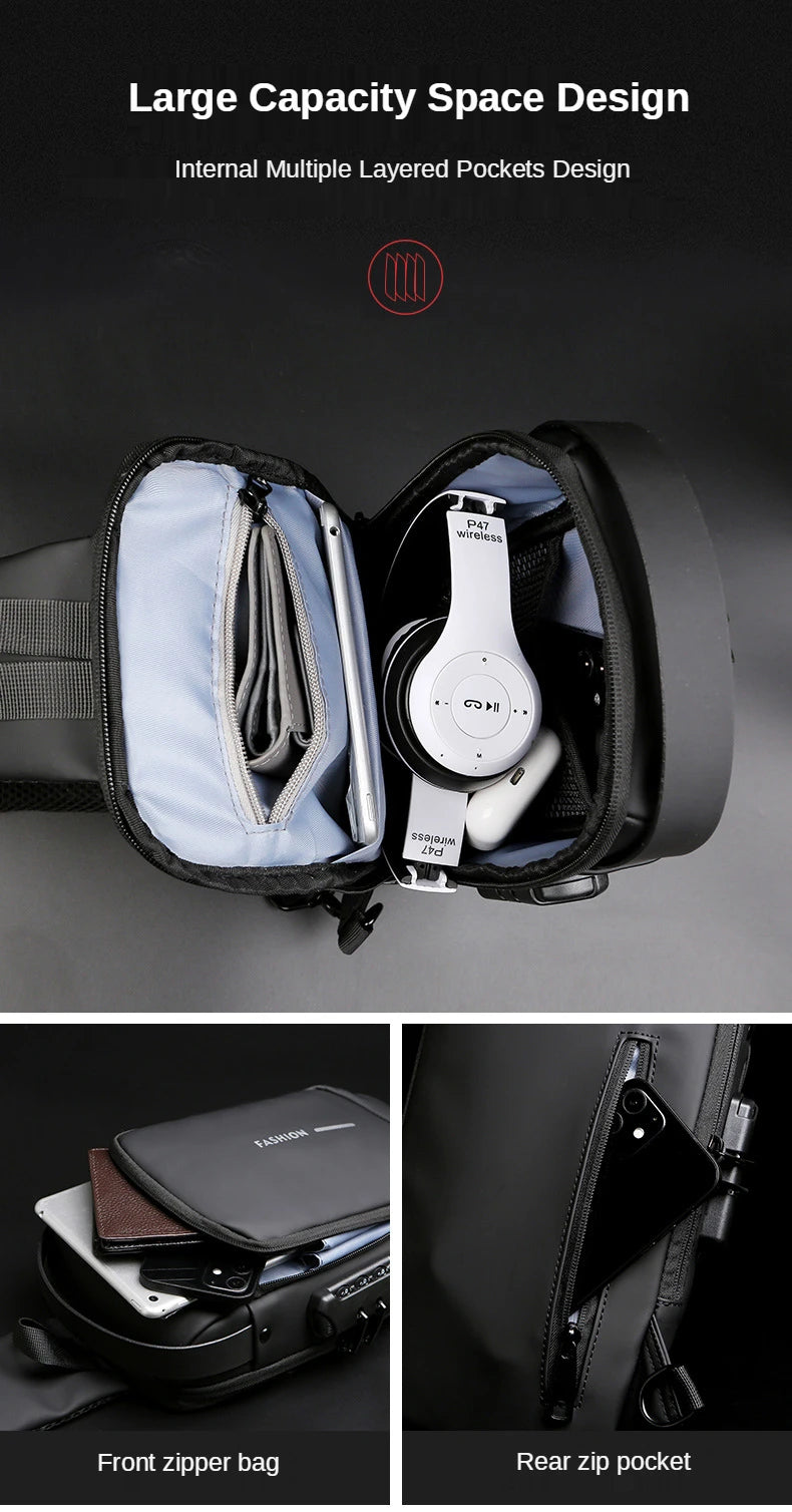 Men’s Premium Anti-Theft Crossbody Bag – USB Travel & Everyday Shoulder Bag