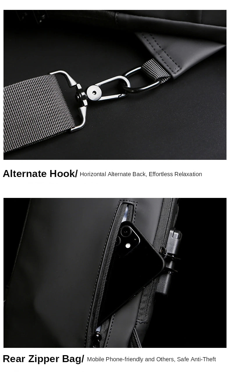 Men’s Premium Anti-Theft Crossbody Bag – USB Travel & Everyday Shoulder Bag