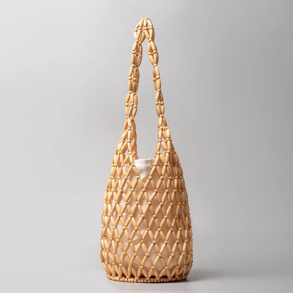 Boho Wooden Bead Handbag – Summer Shoulder Bag