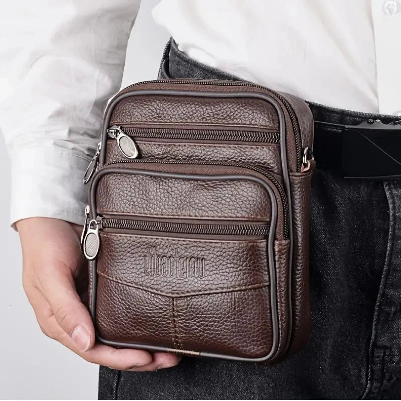 Men’s Vintage Leather Crossbody Messenger Bag – Travel & Everyday