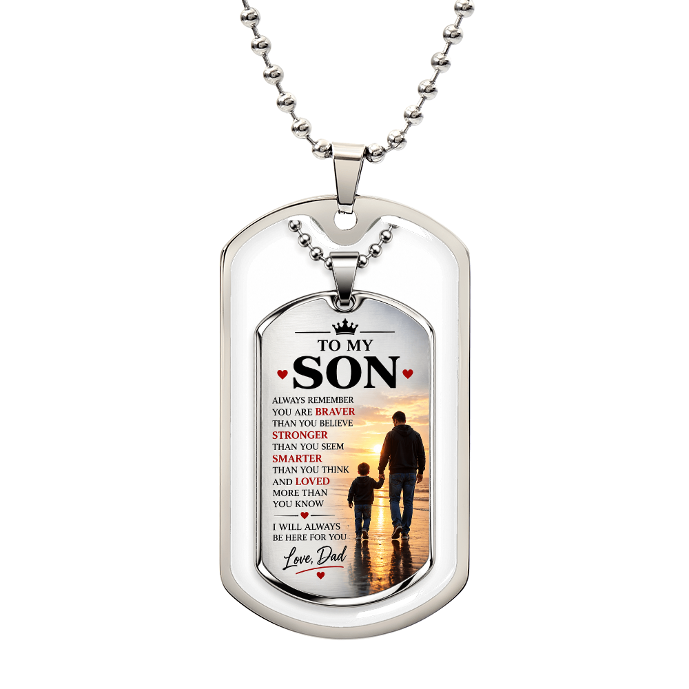 To My Son Dog Tag Necklace – Meaningful Gift from Dad