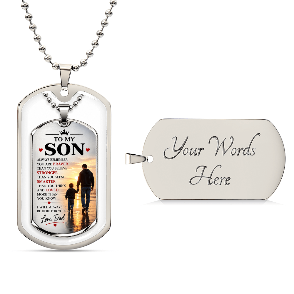 To My Son Dog Tag Necklace – Meaningful Gift from Dad