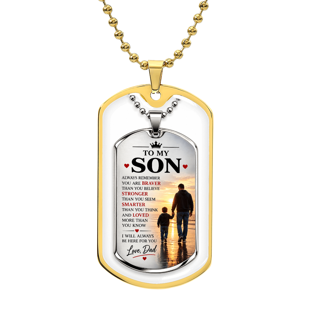 To My Son Dog Tag Necklace – Meaningful Gift from Dad