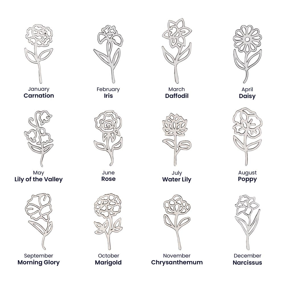 Personalized Birth Flower Name Necklace – Custom Gift for Her