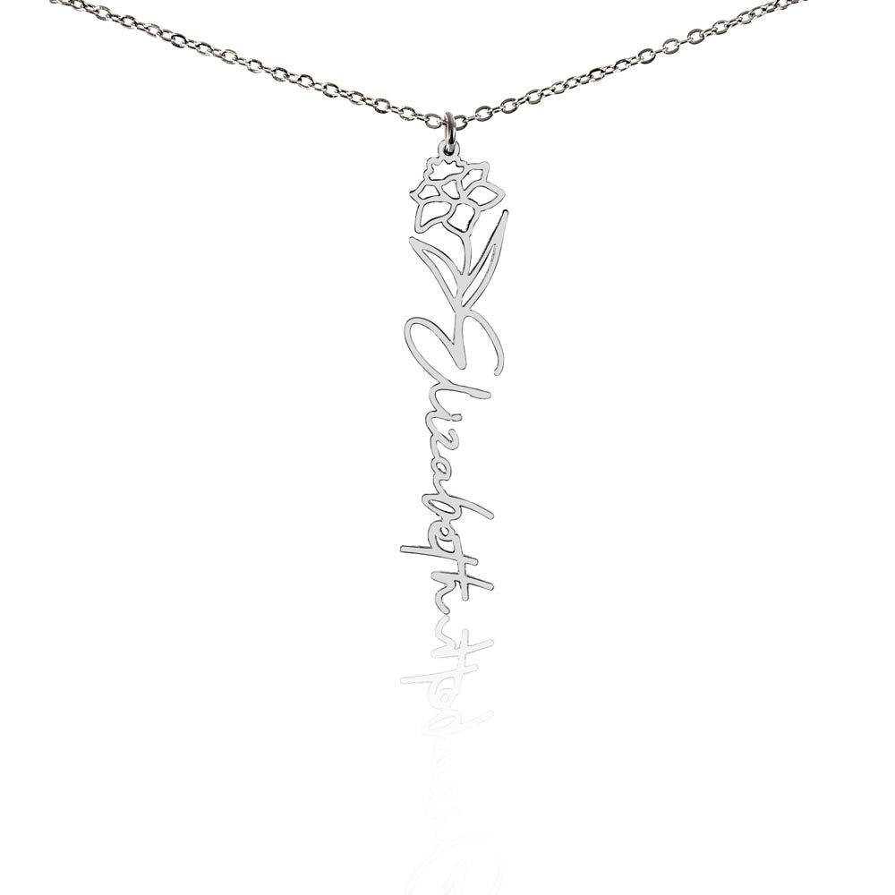 Personalized Birth Flower Name Necklace – Custom Gift for Her