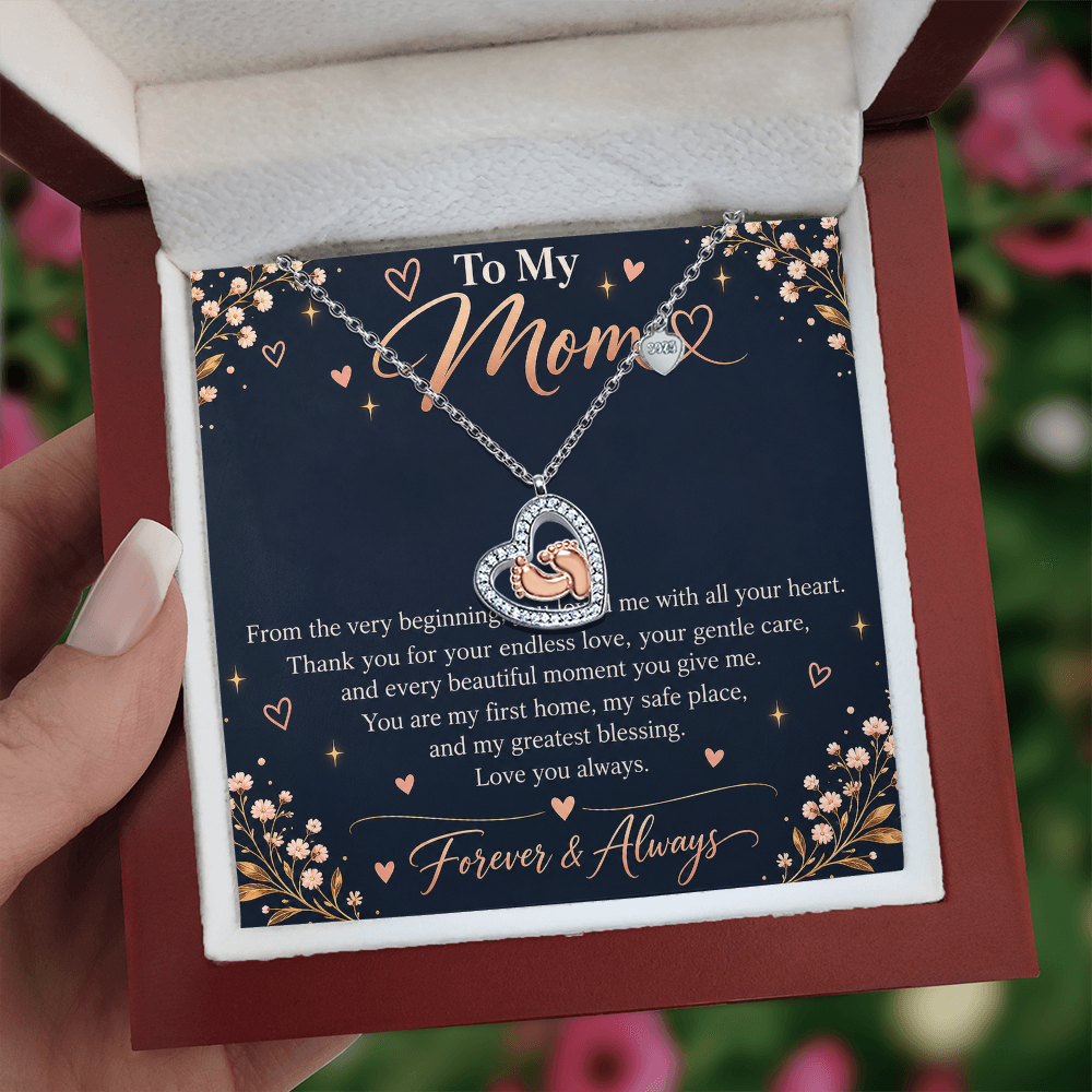 Baby Feet Heart Necklace – Gift for Mom
