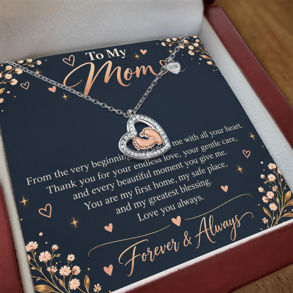 Baby Feet Heart Necklace – Gift for Mom
