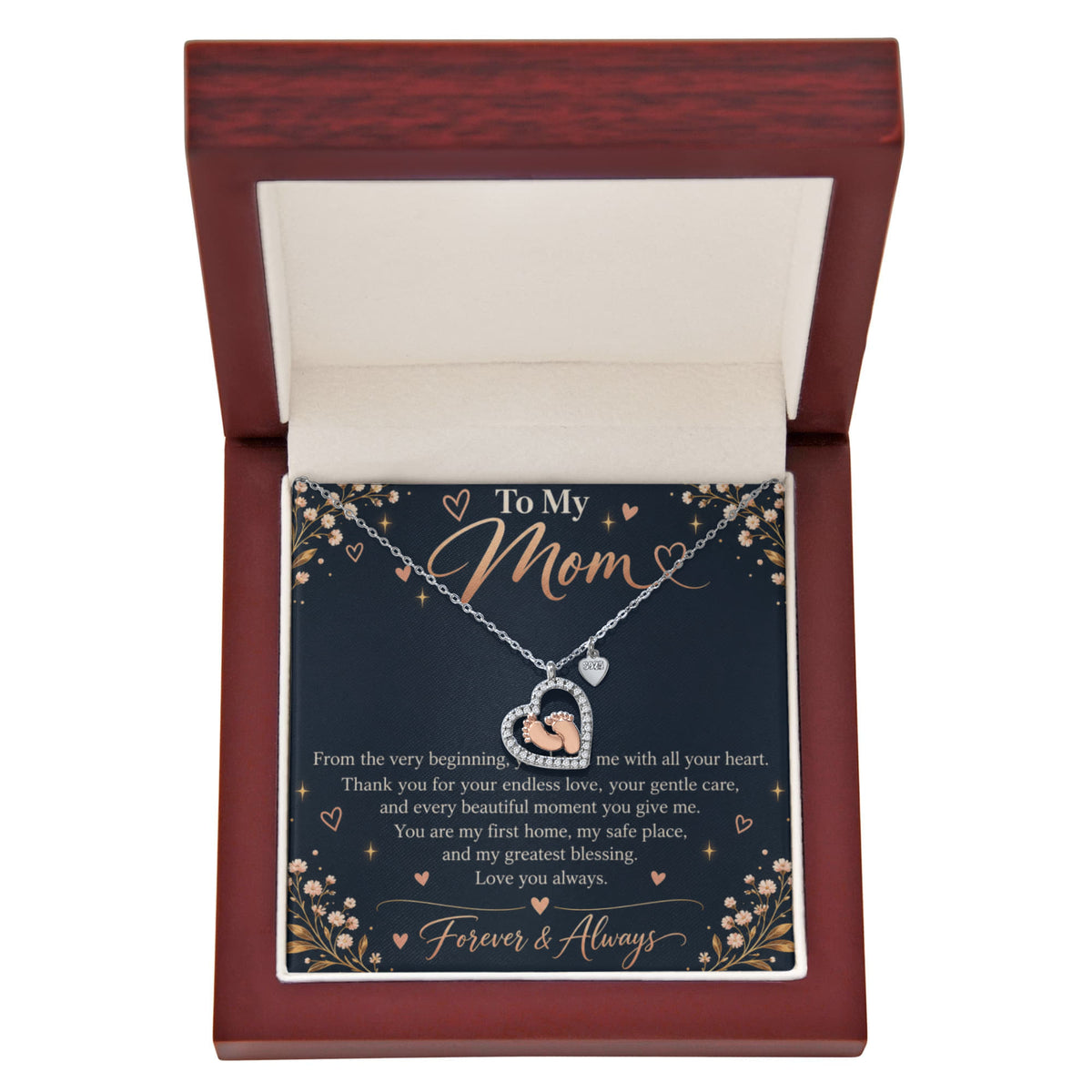 Baby Feet Heart Necklace – Gift for Mom